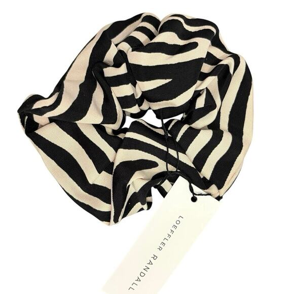 Loeffler Randall Zebra Print Hair Scrunchie Black Beige NWT - Picture 1 of 4